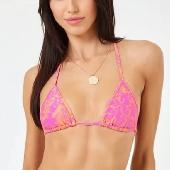 L*SPACE Aspen Bikini Top in Path to Paradise Pink‎ and Orange Floral Medium NWT - Picture 1 of 9